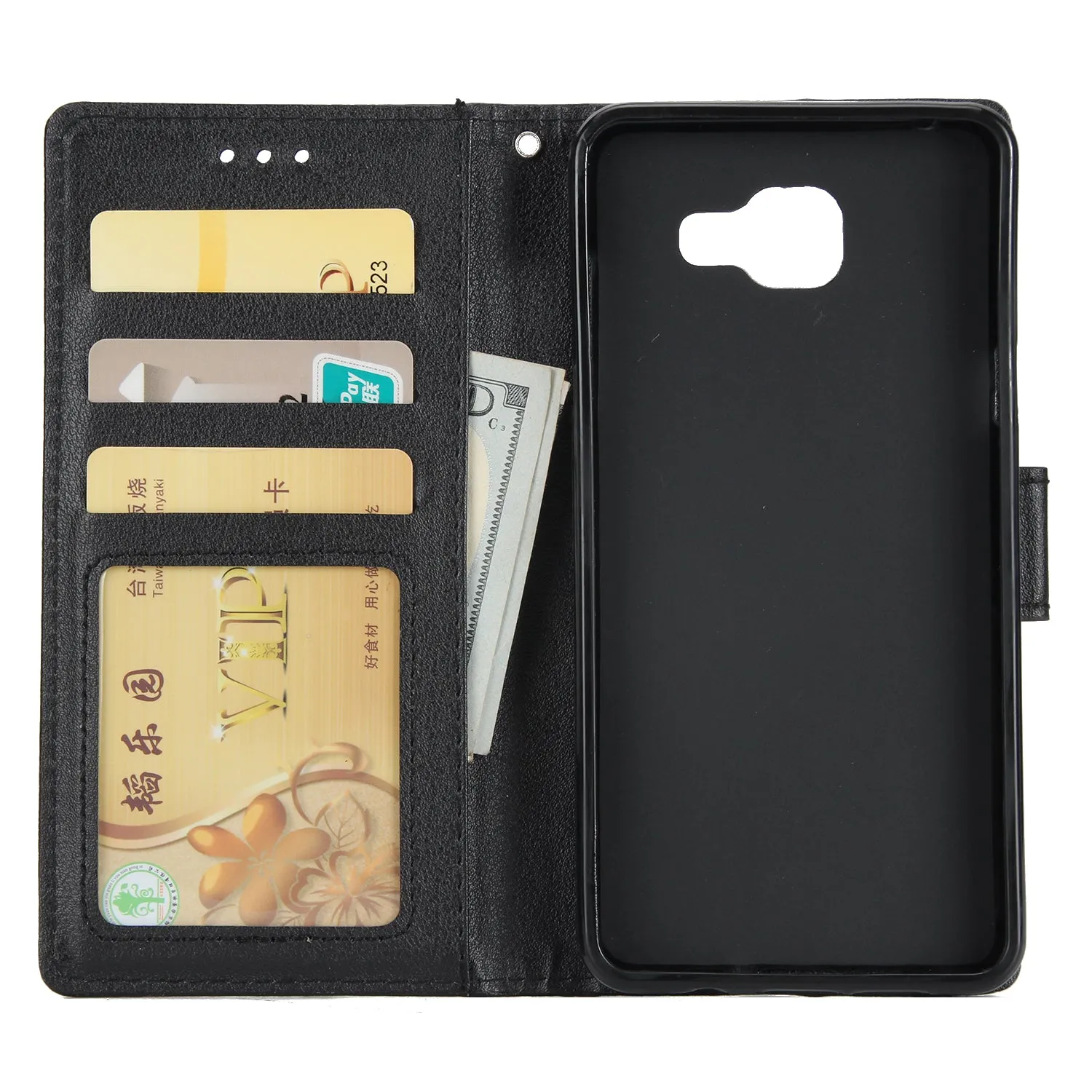 For Samsung A7 2017/A720 PU Leather Cell Phone Case Protective Cover Shell with Buckle black